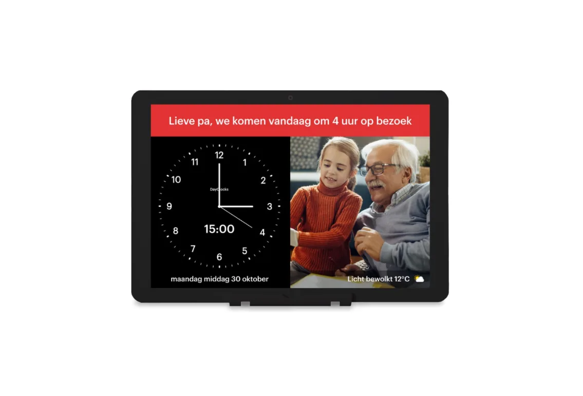 DayClock Generations 10 Zwart – Slimme Dementieklok met Beeldbellen, Foto's en Berichten 1 DayClock Generations 10 Zwart – Slimme Dementieklok met Beeldbellen, Foto's en Berichten