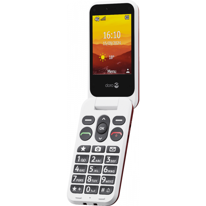 Doro Leva L30 – Rood-Wit | Eenvoudige Senior Klaptelefoon met 4G