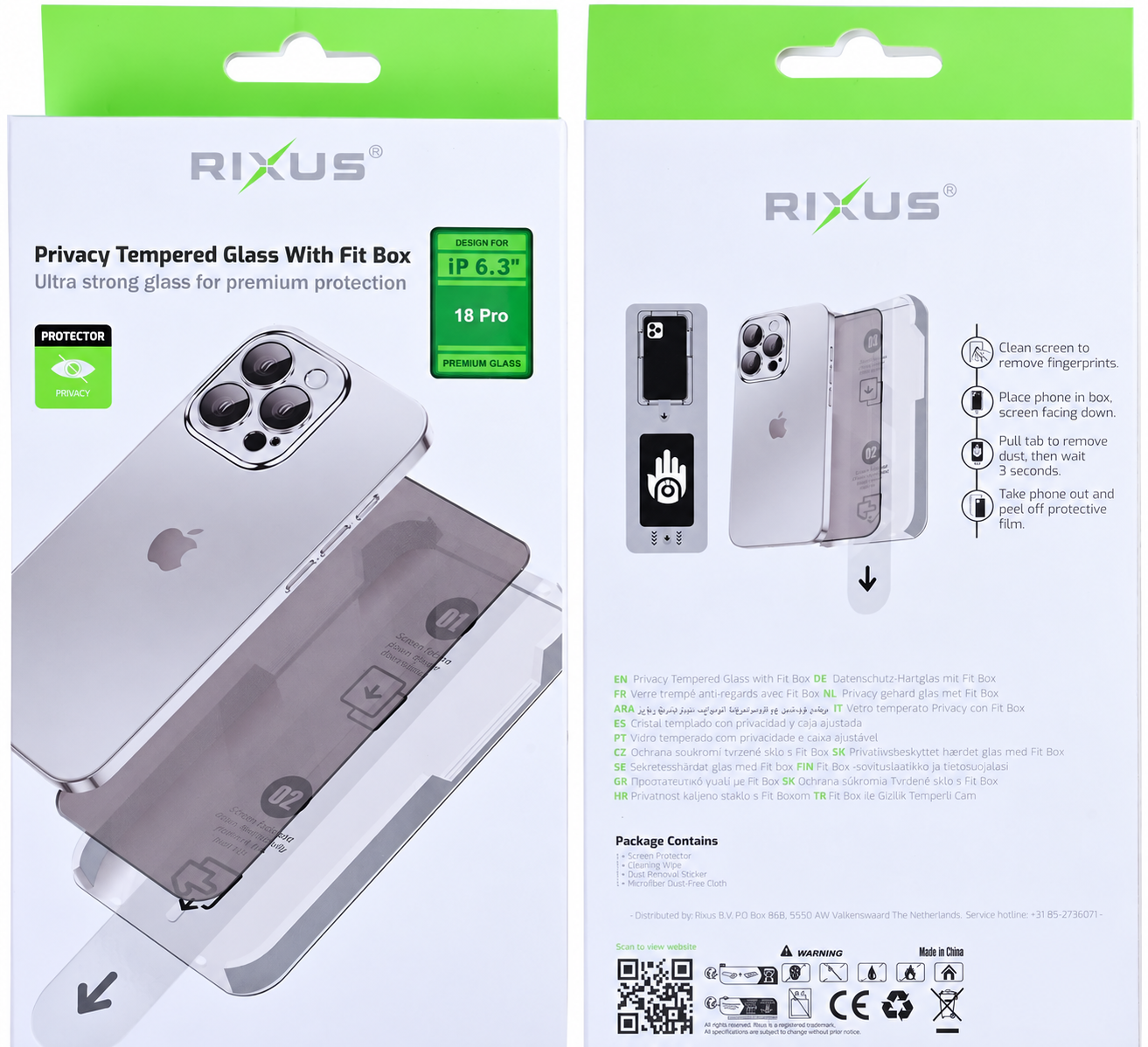 Rixus Privacy Tempered Glass met Fit Box – Apple iPhone 17 Pro / 18 Pro 2 Rixus Privacy Tempered Glass met Fit Box – Apple iPhone 17 Pro / 18 Pro - Afbeelding 2
